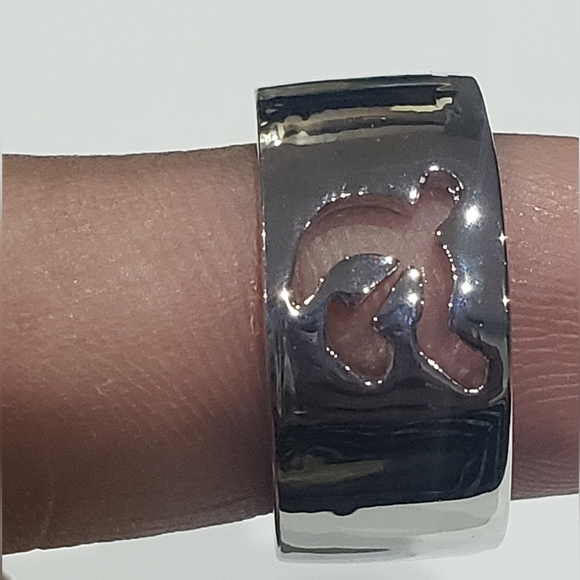 Elegant 925 Silver Filled Openwork Sickle Men & Women Ring Size 7 - Picture 6 of 8